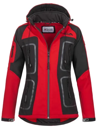 Arctic Seven Damen Softshelljacke AS181 Rot - Schwarz Größe XXXXXL - Gr. 50