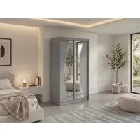 MKS MÖBEL Schiebetürenschrank VERONA 120 (mit Schubladen/ohne Schubladen, Spiegelschrank mit Kleiderstange) Schwebetürenschrank 120 cm, Kleiderschrank mit Stauruam, Griffleisten