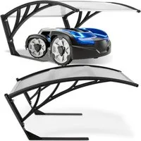 tectake Mähroboter-Garage Rasenmäher-Roboter-Garage Inkl. 4 Erdnägeln, 81 x 100 x 48 cm, für Rasenmäher, (Mähroboter-Unterstand Domus, 81 x 100 x 48 cm), Dach aus UV-beständigem Polycarbonat und Aluminium