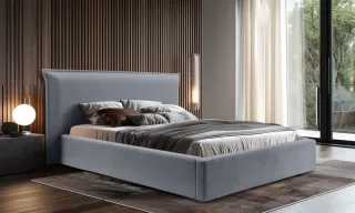 Polsterbett Doppelbett Bett AMADA 140x200cm in Stoff Pop Grau