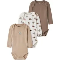 Name It Langarmbody NBNBODY 3P LS SLOTH NOOS (Packung, 3-tlg) Baumwolle