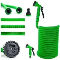 Grafner Gartenschlauch Gartenschlauch Flexibler Premium Brause Wasserschlauch grün 30 m, Automatische Ausdehnung und Selbstentleerung, 1/2 Zoll Anschlüsse, dehnbar, grün
