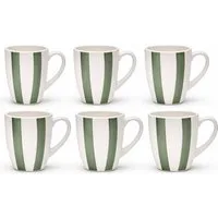 van Well Becher Kaffeebecher 360 ml Mallorca, 6 Stück, 6-tlg., Keramik, Streifenoptik, spülmaschinen- und mikrowellengeeignet