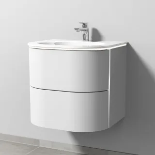 Sanipa 4balance Glas-Set mit 2 Auszügen und LED-Beleuchtung, Weiß-Matt, DL21101 DL21101