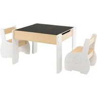 COSTWAY Kindersitzgruppe 3tlg. Kindertisch, aus Holz, mit 2 Stühlen