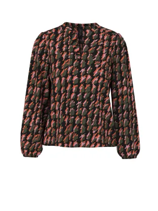 Marc Cain Collections - Bluse mit abstraktem Hahnentrittmuster tigerlily - Gr. - 38
