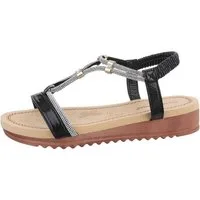 Ital-Design Damen Freizeit Riemchensandalette (85960570) Keilabsatz/Wedge Keilsandaletten in Schwarz