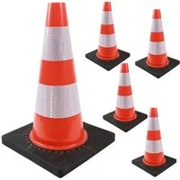 TRUTZHOLM Pylonen 5x Verkehrskegel Leitkegel mit Reflektionsstreifen 45 cm Warnkegel (5-tlg., 5er Set), 2 Reflektorstreifen 360 Grad, gut sichtbar bei Tag und Nacht