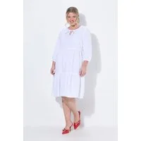 MIAMODA Jerseykleid Musselinkleid A-Linie Querrüschen 3/4-Ballonärmel