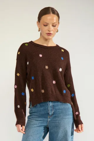 Nümph - NUFLORIE PULLOVER black coffee - Gr. - XS