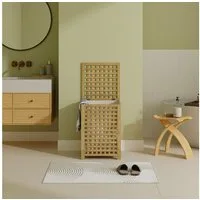 en.casa Wäschekorb, »Jystiand« mit Deckel und Wäschesack 62x45x45 cm 79 L Bambus Natur