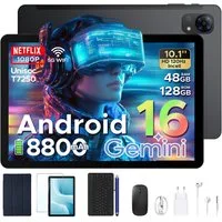 POCKAM Kinder Lern-Tablet mit Elternkontrolle 10'' Android 16, 64GB ROM kids Tablet (10.1", 64 GB, Android 16, WiFi, 8GB, 13 MP,Gemini AI,5G WiFi/Widevine L1/GPS/Face ID/zwei Lautsprecher)