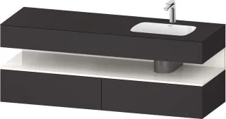 Duravit Qatego Einbauwaschtisch mit Konsolenwaschtischunterbau Graphit Supermatt 1600x550x600 mm - Q QA4796022800010