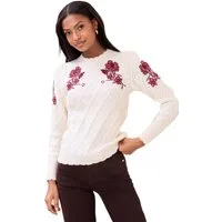 LIPSY Strickpullover Lipsy Strickpullover, Zopfmuster und Stickerei (1-tlg)