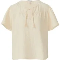 QS Kurzarmbluse Bluse Musselin-Bluse mit Bindeband