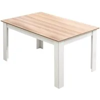 Mondeer Esstisch Esszimmertisch, 138 x 90 x 75cm, Eiche und Weiß