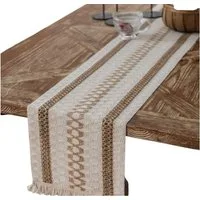 LAPAPRO Tischläufer Baumwoll Leinen Tischläufe,Hohlweben Bauernhaus Stil Tischdekoration, 30cm wide and 120 cm long