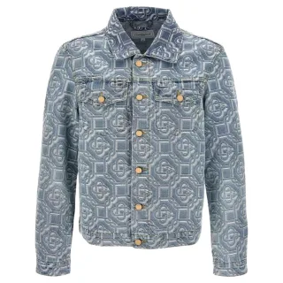 Casablanca Klassische Monogram Jeansjacke Aus Gebleichtem, Blauem Denim