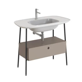 VitrA Plural Set 100 cm Waschtischunterbau mit 1 Vollauszug Weiß Hochglanz,80457 80457