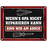 speecheese Metallschild Metallschild mit Spruch: Wenn Opa es nicht reparieren kann ...