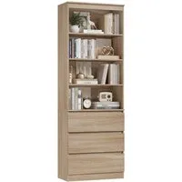 Homfa Bücherregal Hochschrank Standregal Bücherschrank Raumteiler, mit 4 Fächern und 3 Schubladen, 60x35x202cm