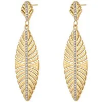 KARMA Paar Ohrhänger Blatt Gold 8 cm Edelstahl vergoldet Kristalle Damenohrringe (2-tlg., Ohrschmuck Damen Geschenk für Sie Blätterdesign), Ohrringe Ohrschmuck Damenschmuck