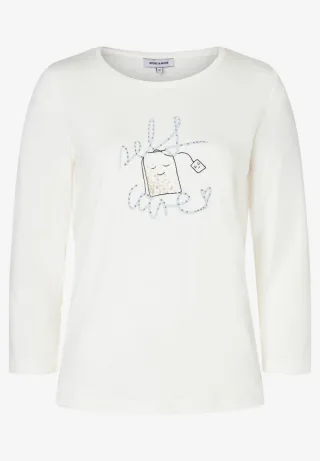 MORE & MORE - Shirt mit 3/4-Arm & Print weiß - Gr. - 38