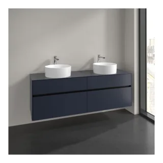 Villeroy und Boch Collaro Waschtischunterschrank C052B0VQ 160x54,8x50cm, für 2 Waschtische, mit LED-Beleuchtung, marine blue