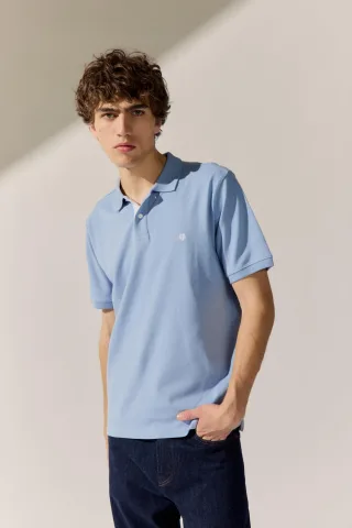 BASEFIELD - NOS Polo Shirt 1/2 Arm steel blue - Gr. - S