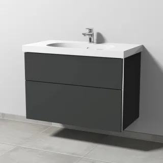 Sanipa 3way Waschtischunterbau zu Geberit Acanto Waschtisch mit 2 Auszügen, Graphit-Matt BP4181B