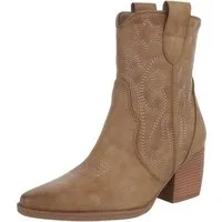 Ital-Design Elegante Westernboots für Damen mit Stickerei und Komfort Westernstiefelette (89937954) Blockabsatz Stiefeletten in Hellbraun