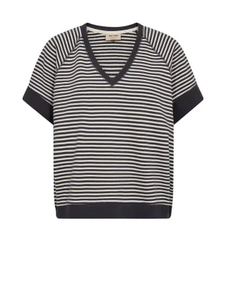 MOS MOSH - MMHolt V-SS Stripe Sweatshirt india ink - Gr. - S
