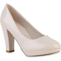 VAN HILL 21620339 KY GH7183 Damen Pumps Beige 39 Pumps Damen Klassische Ballerinas Elegante Stiletto Lack