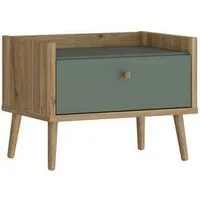 FORTE Nachtschrank in Mauvella Eiche, Salbei - 59,8x45,2x41,5cm (BxHxT)