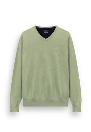 State of Art - Fein gestrickter Pullover mit V-Ausschnitt grün - Gr. - XXL