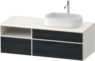 Duravit Zencha Konsolenwaschtischunterbau wandhängend Eiche Schwarz & Weiß Matt & Supermatt 1300x550 ZE4829016840000
