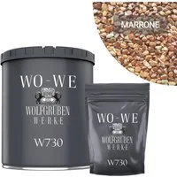 WO-WE Bodenfliese Steinteppich Set Marmorkies Bodenbeschichtung W730 2qm, Korngröße 1-4mm, Marrone, Set, 25KG Marmorkies + 1,5KG 2k Bindemittel