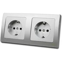ChiliTec Unterputz-Steckdose DELPHI Doppel-Steckdose silber Schuko 250V~/16A