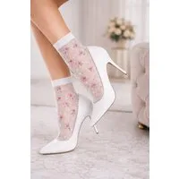 Lycille Feinsocken durchsichtige Socken mit Blumen-Muster 20 Den