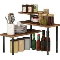 SURFOU Küchenregal Küchen Organizer Küchenregal Eckregal mit 3 Etagen Küchenschrank, Gewürzregal verstellbare Ausrichtung freistehend platzsparend, für Küche Bad Theke Schrank Pflanze