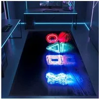 Carpetia Designteppich Gaming Teppich, rechteckig, Höhe: 5 mm, mit grafischen Gaming-Motiven in Neon-Optik