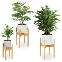 relaxdays Blumenständer Pflanzenständer im 3er Set (3er Set), M / L / XL