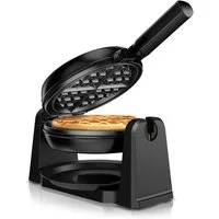 Arendo Waffeleisen Waffelautomat für klassische Waffel mit 17cm Ø, automatische Bräunung, 1000 W, drehbarer Waffelmaker, Rotierend, Antihaftbeschichtet, Abtropfschale