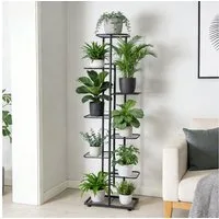 BlingBin Blumenständer Pflanzenständer Metall Blumentreppe Indoor-Pflanzenständer (8 Etagen Pflanzentreppe, 1 St., Pflanzen Regal Blumenregal, 41 x 22 x 142,5 cm), für bis zu 9 Blumen- & Pflanzentöpfe, für Garten oder Balkon, Grau