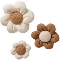 vertbaudet Wanddekoobjekt 3er-Set Samtblumen, beige, 3er-Set, zum Aufhängen oder Aufstellen
