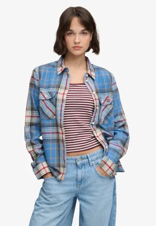 Superdry - Lumberjack Karo-Flanellhemd Jackson Karo Blau - Gr. - 10