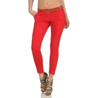 malito more than fashion Chinohose malito Damen Chinohose mit Gürtel, Stretch Caprihose, schicke Freiz Hose in klassischer Basic-Form