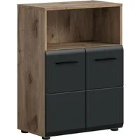 furnling Badkommode Standschrank Ivy, Midikommode mit 2 Türen & offenem Fach, MDF Front, Stauraumschrank Bad