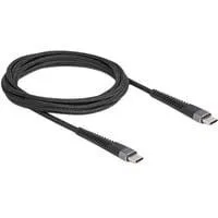USB 2.0 Kabel, USB-C Stecker > USB-C Stecker mit verlängertem Knickschutz schwarz, 2 Meter, PD 3.0, Laden mit bis zu 60 Watt