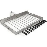 BBQ-Toro Drehspieß Edelstahl Grillaufsatz 11 Spieße 70 x 26-40 cm, Motor hinten